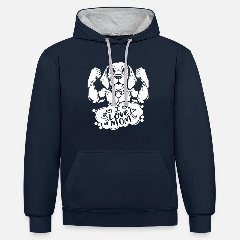 Beagle J’aime papa - Sweat à capuche contrasté - bleu marine/gris chiné