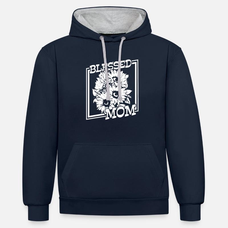 Sonnenblumen Mama Mutter Maman tournesol - Sweat à capuche contrasté - bleu marine/gris chiné