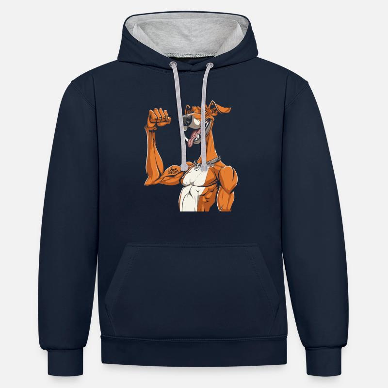Greyhound Windhund J’aime Maman - Sweat à capuche contrasté - bleu marine/gris chiné