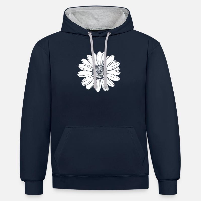 Gänseblume Gänseblümchen - Kontrast-Hoodie - Navy/Grau meliert