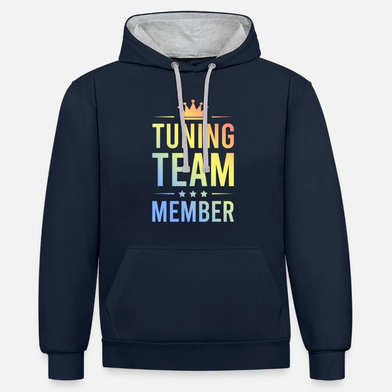 Tuning Team Bunt - Sweat à capuche contrasté - bleu marine/gris chiné