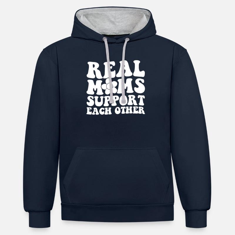 Maman Soutien Maman - Sweat à capuche contrasté - bleu marine/gris chiné