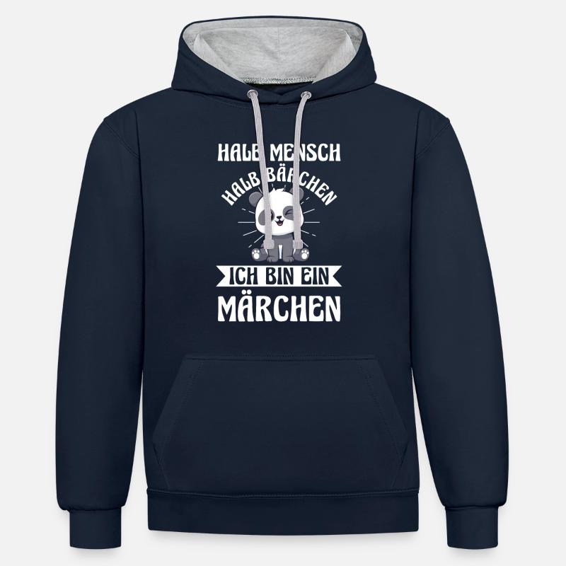 Half Human, Half Bear - Contrast hoodie - navy/heather grey