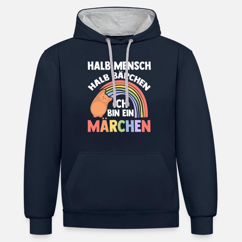 Half Human, Half Bear - Contrast hoodie - navy/heather grey