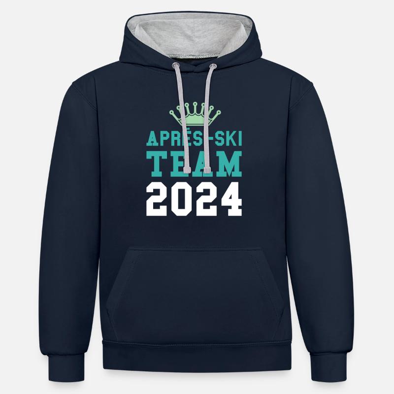 Après-ski 2024 Krone - Sweat à capuche contrasté - bleu marine/gris chiné
