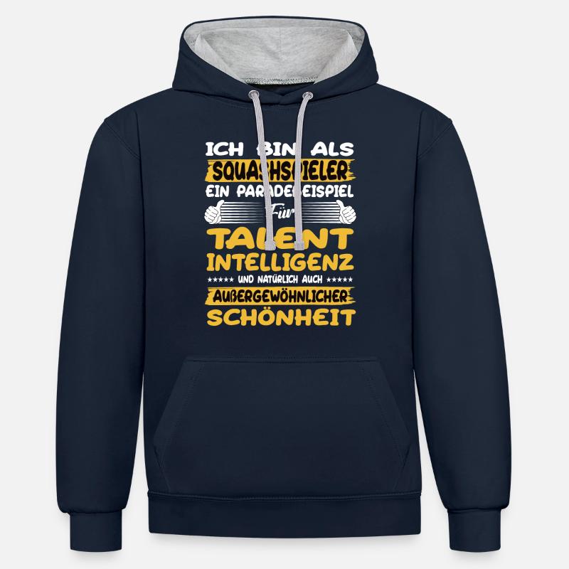 Squashspieler ein Paradebeispiel Squash - Kontrast-Hoodie - Navy/Grau meliert