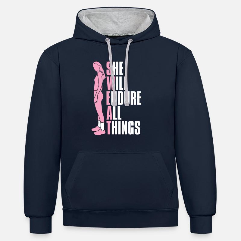 Haltérophilie Haltérophile Sweat - Sweat à capuche contrasté - bleu marine/gris chiné