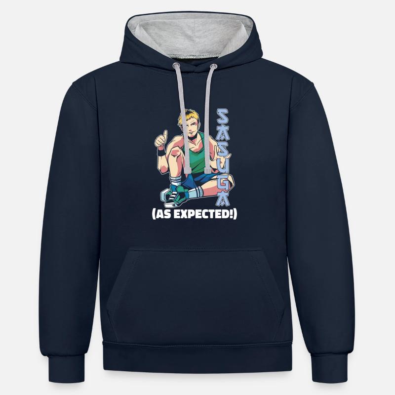 Anime Manga Compliment - Sweat à capuche contrasté - bleu marine/gris chiné