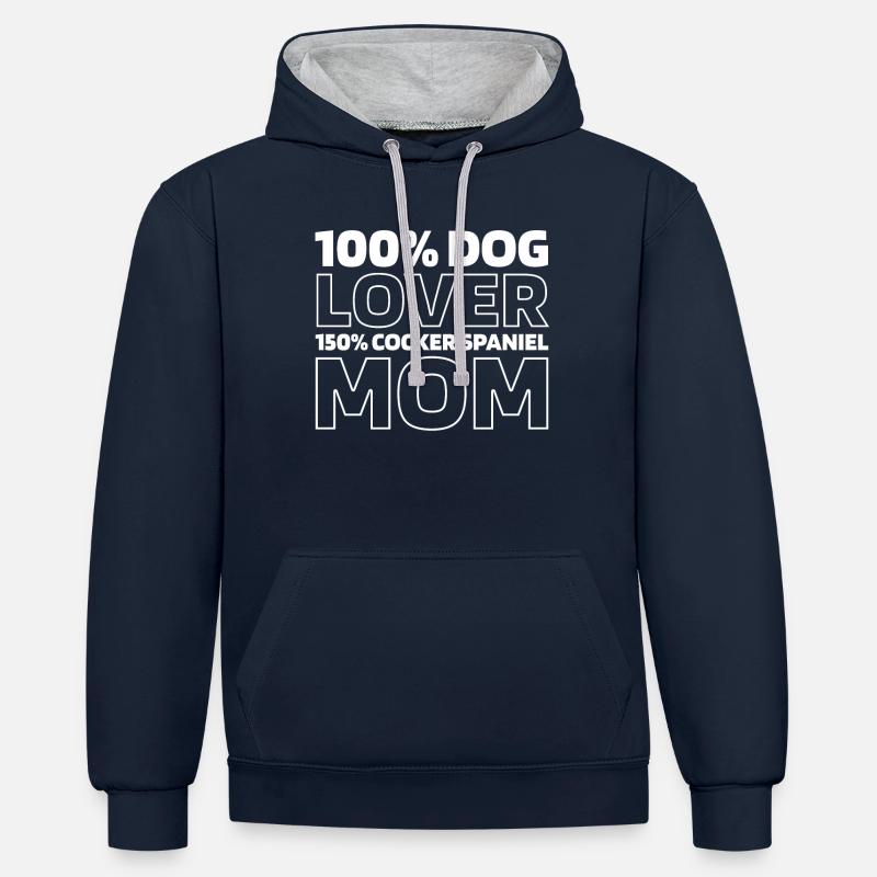 Cocker Spaniel - Kontrast-Hoodie - Navy/Grau meliert