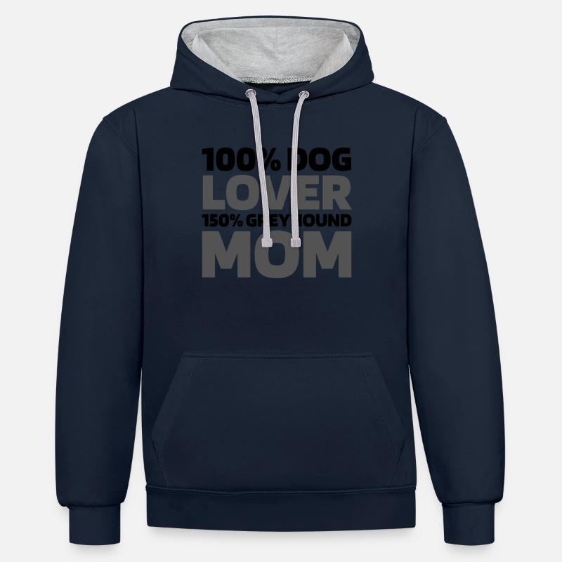 Lévrier Windhund - Sweat à capuche contrasté - bleu marine/gris chiné