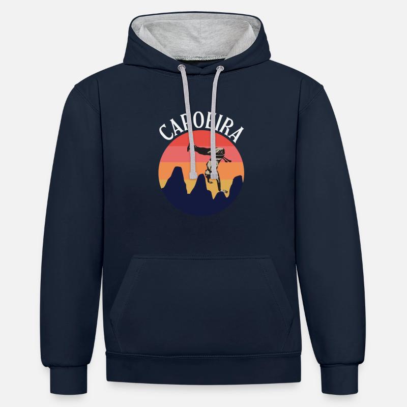 Capoeira brésilienne - Sweat à capuche contrasté - bleu marine/gris chiné