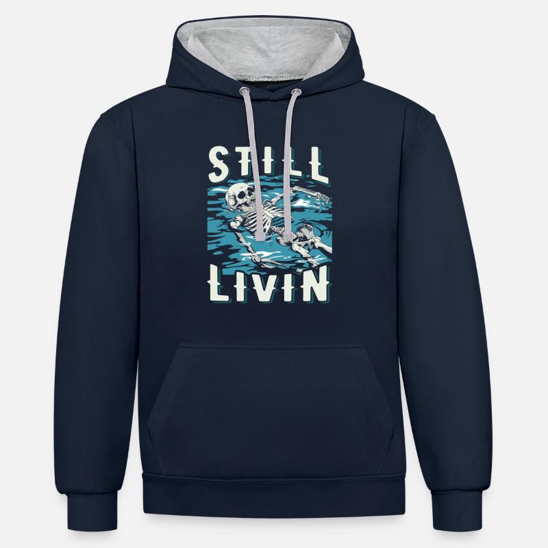 Nageurs nageurs - Sweat à capuche contrasté - bleu marine/gris chiné