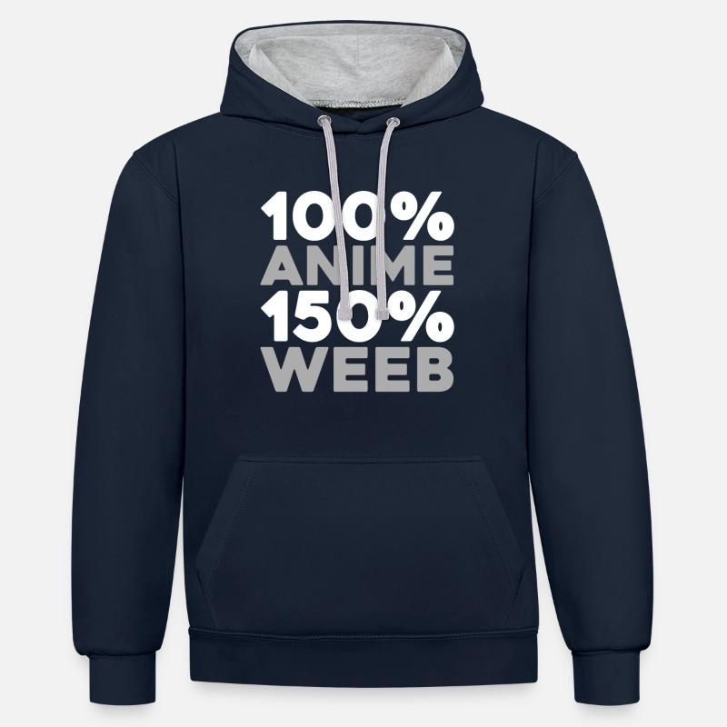 Manga d’anime - Sweat à capuche contrasté - bleu marine/gris chiné