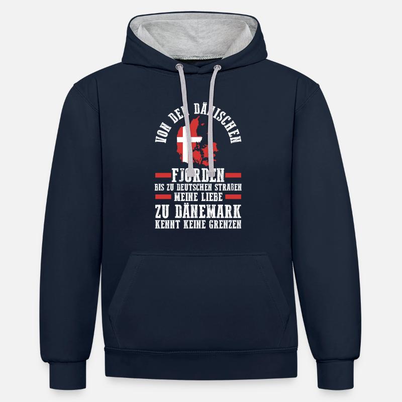 Danois Danemark - Sweat à capuche contrasté - bleu marine/gris chiné
