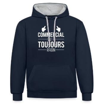 Commercial qui a toujours raison cadeau commercial - Sweat à capuche contrasté - bleu marine/gris chiné - Devant - Nico (186cm)