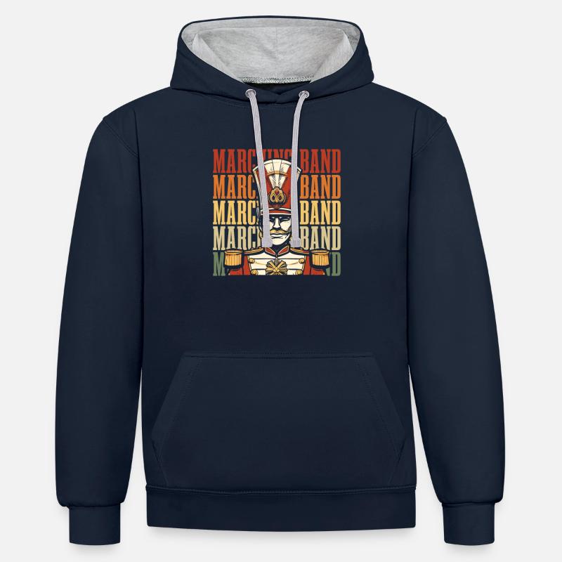 Train de ventilateurs Spielmannszug - Sweat à capuche contrasté - bleu marine/gris chiné