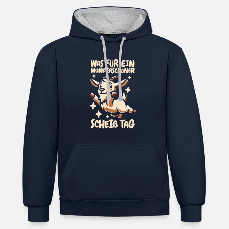 Belle journée de chèvre - Sweat à capuche contrasté - bleu marine/gris chiné
