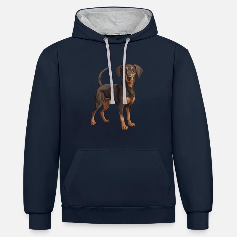 Teckel Animal Teckel - Sweat à capuche contrasté - bleu marine/gris chiné