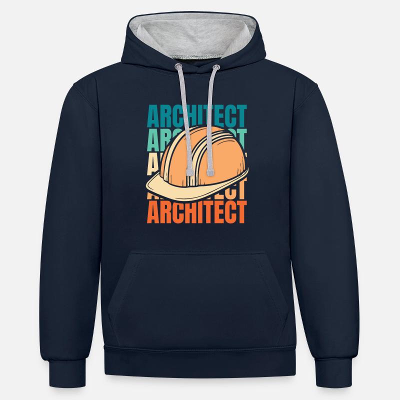 Architecte Architecture - Sweat à capuche contrasté - bleu marine/gris chiné
