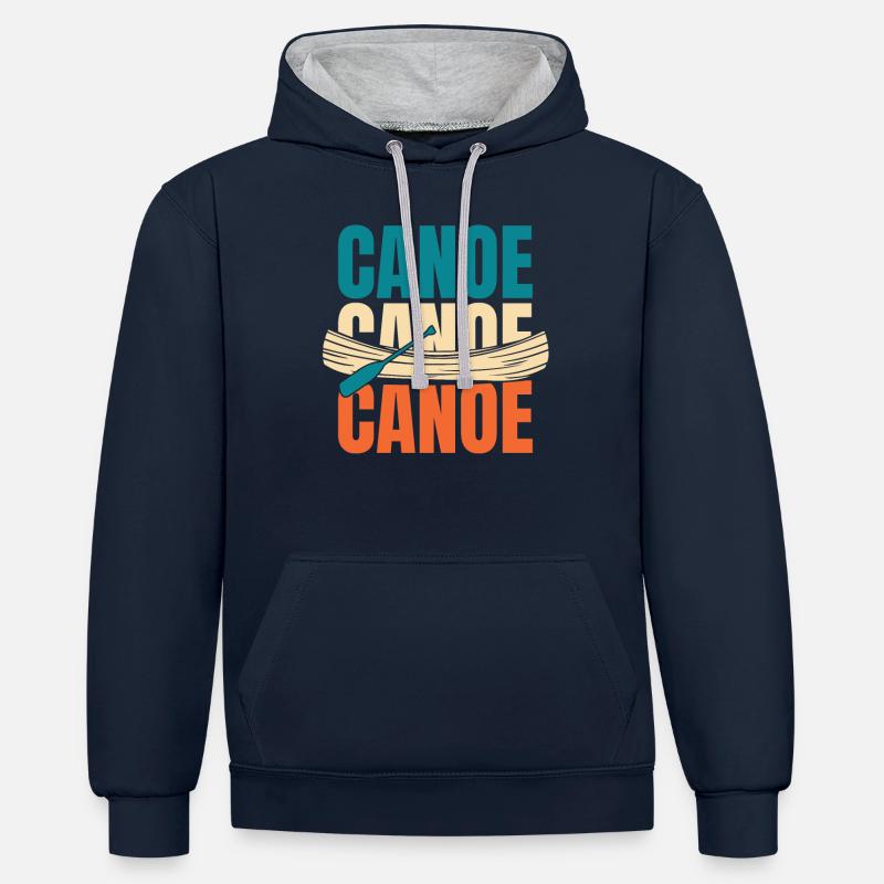 Canoë canoë - Sweat à capuche contrasté - bleu marine/gris chiné