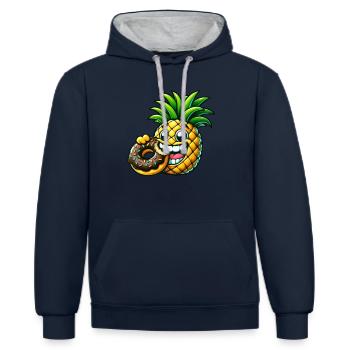 Drôle Ananas Donut Dessin Animé Fruité Sucré Desig - Sweat à capuche contrasté - bleu marine/gris chiné - Devant - Nico (186cm)