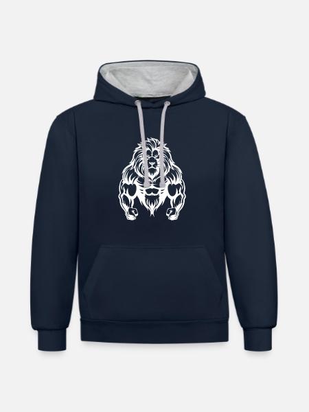 Leo Muscles - Contrast hoodie - navy/heather grey