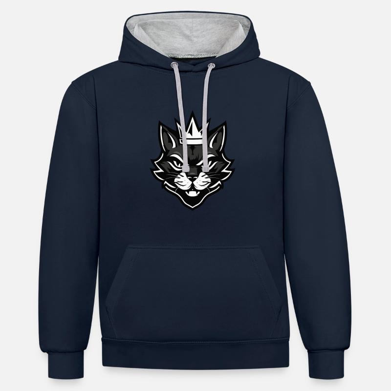 Couronne de chat - Sweat à capuche contrasté - bleu marine/gris chiné