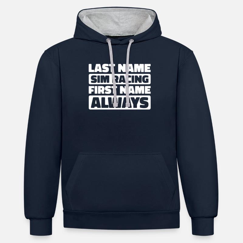 Sim Racing - Sweat à capuche contrasté - bleu marine/gris chiné
