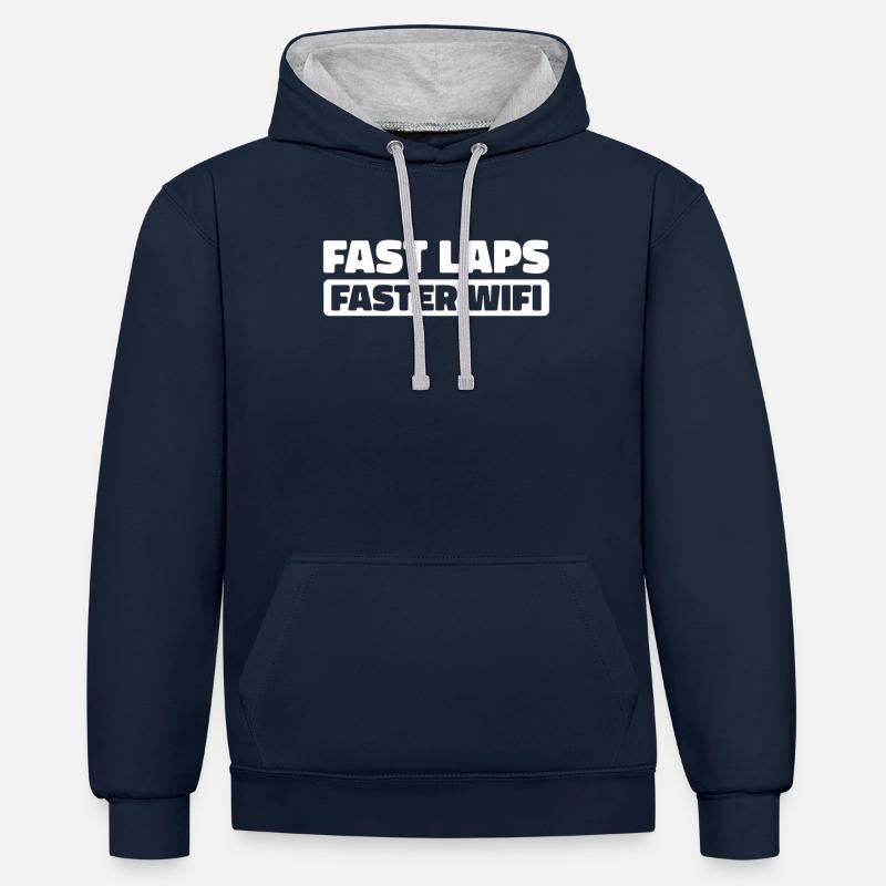 Sim Racing - Sweat à capuche contrasté - bleu marine/gris chiné