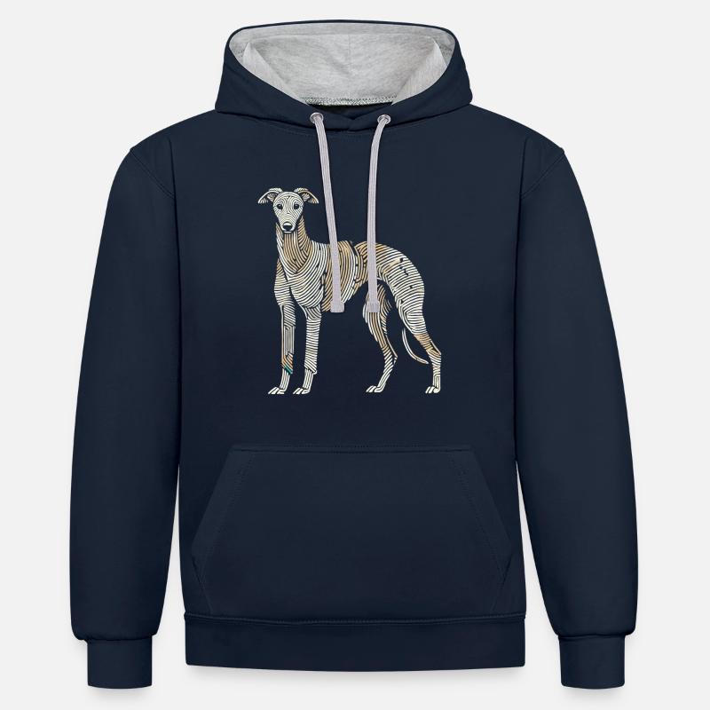Greyhound Greyhound Empreinte digitale - Sweat à capuche contrasté - bleu marine/gris chiné