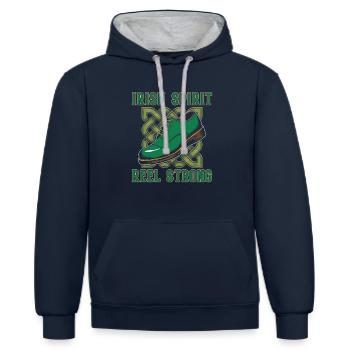 Irish Dance Irischer Tanz - Kontrast-Hoodie - Navy/Grau meliert - Vorne - Nico (186cm)