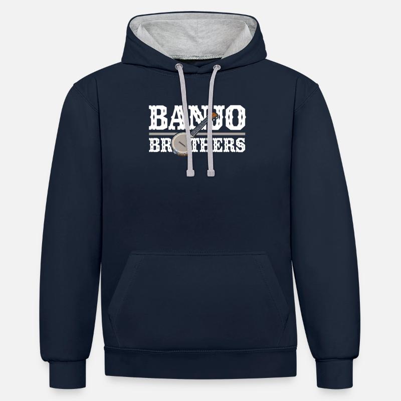 Banjo - Sweat à capuche contrasté - bleu marine/gris chiné