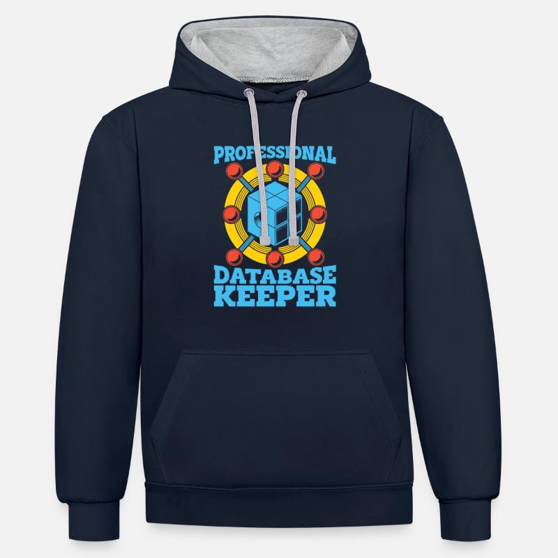 Administrateur de base de données - Sweat à capuche contrasté - bleu marine/gris chiné