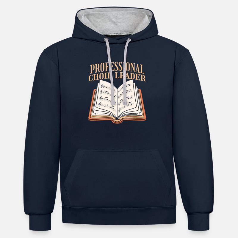 Professeur de chorale - Sweat à capuche contrasté - bleu marine/gris chiné