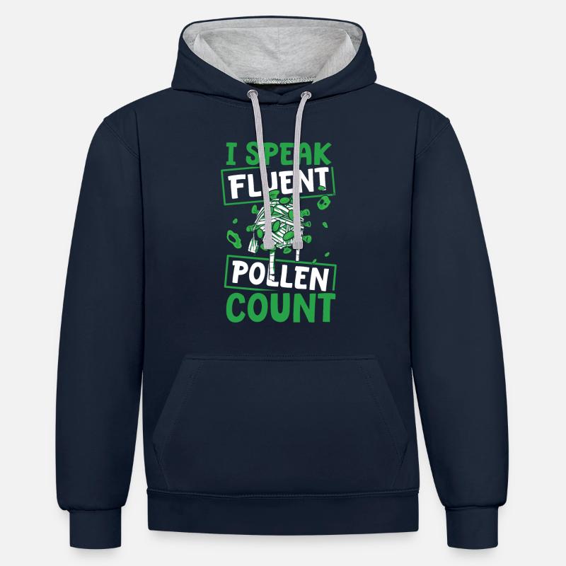 Allergologue - Sweat à capuche contrasté - bleu marine/gris chiné