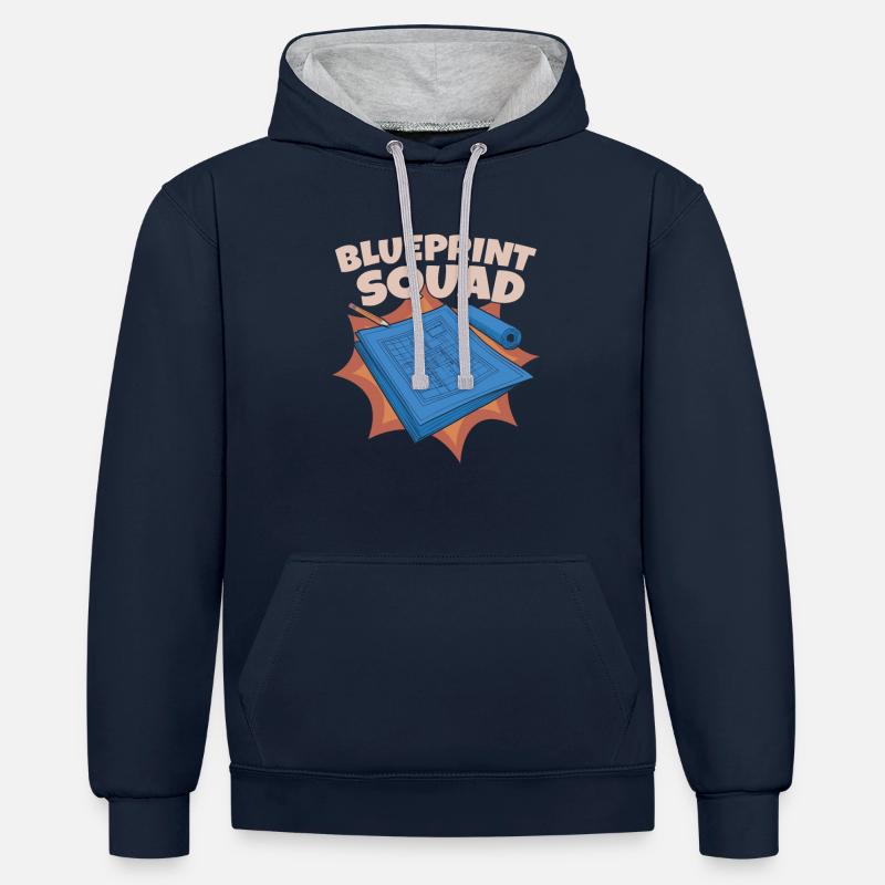 Équipe d’architecture d’architecte - Sweat à capuche contrasté - bleu marine/gris chiné