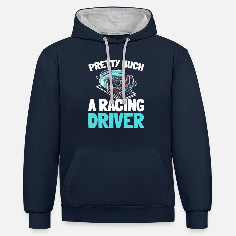 Sim Racing - Sweat à capuche contrasté - bleu marine/gris chiné