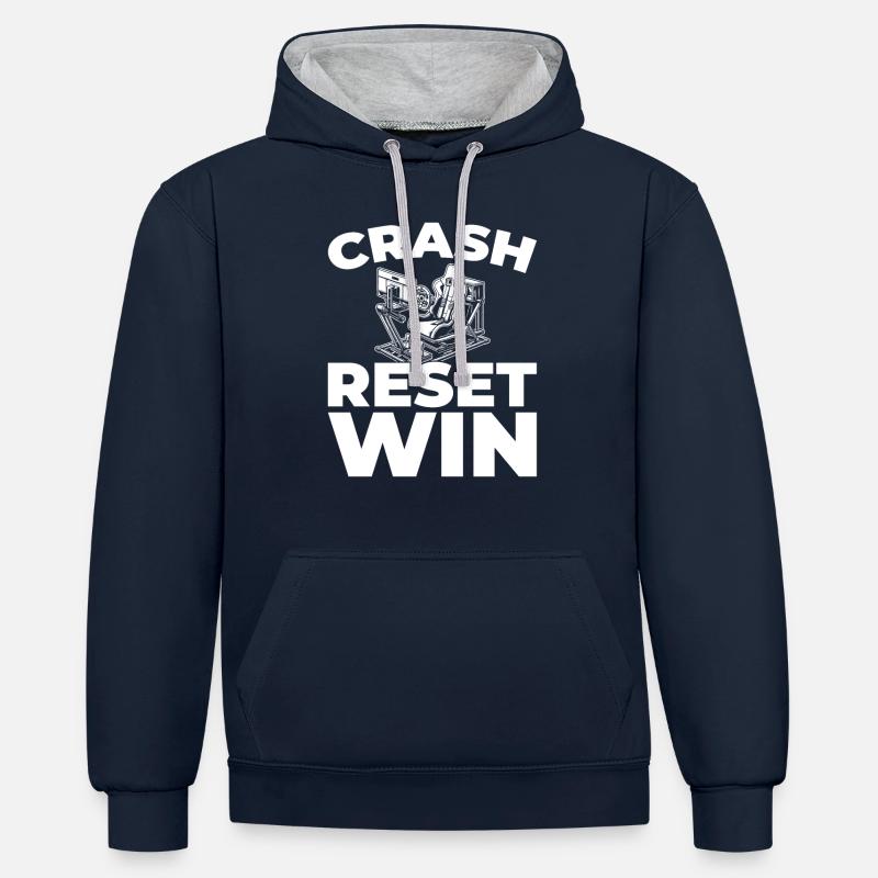 Sim Racing - Sweat à capuche contrasté - bleu marine/gris chiné