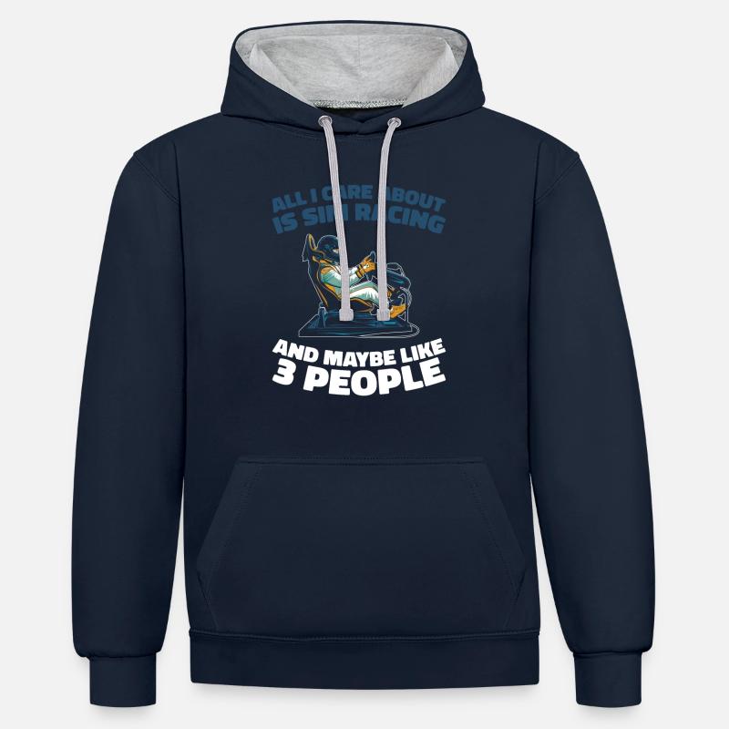 Sim Racing - Sweat à capuche contrasté - bleu marine/gris chiné