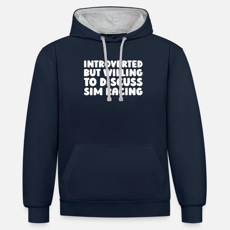 Sim Racing - Sweat à capuche contrasté - bleu marine/gris chiné