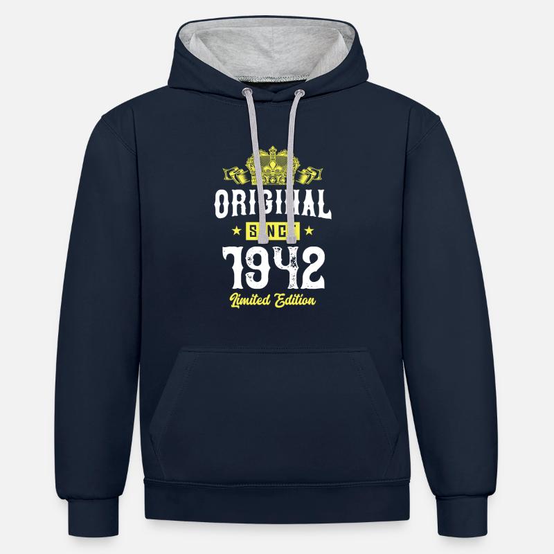 1942 Édition limitée - Sweat à capuche contrasté - bleu marine/gris chiné
