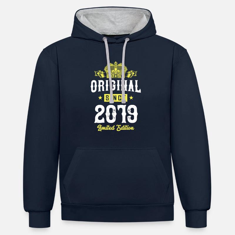 Édition limitée 2019 - Sweat à capuche contrasté - bleu marine/gris chiné
