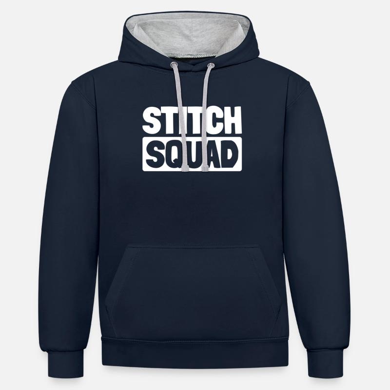 Équipe de rédacteurs - Sweat à capuche contrasté - bleu marine/gris chiné
