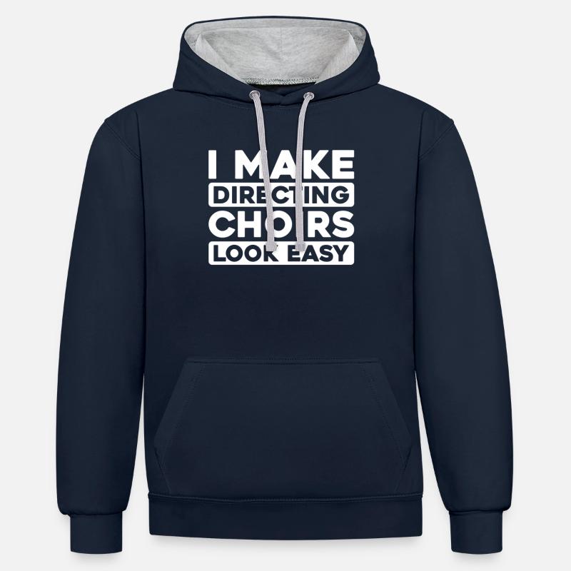 Directeur de création - Sweat à capuche contrasté - bleu marine/gris chiné