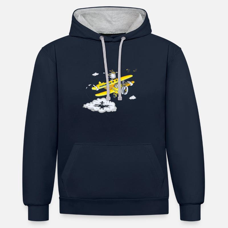 La vérité sur le poil de mouton - Sweat à capuche contrasté - bleu marine/gris chiné