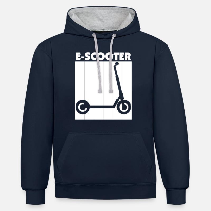 E-Scooter Roller - Kontrast-Hoodie - Navy/Grau meliert