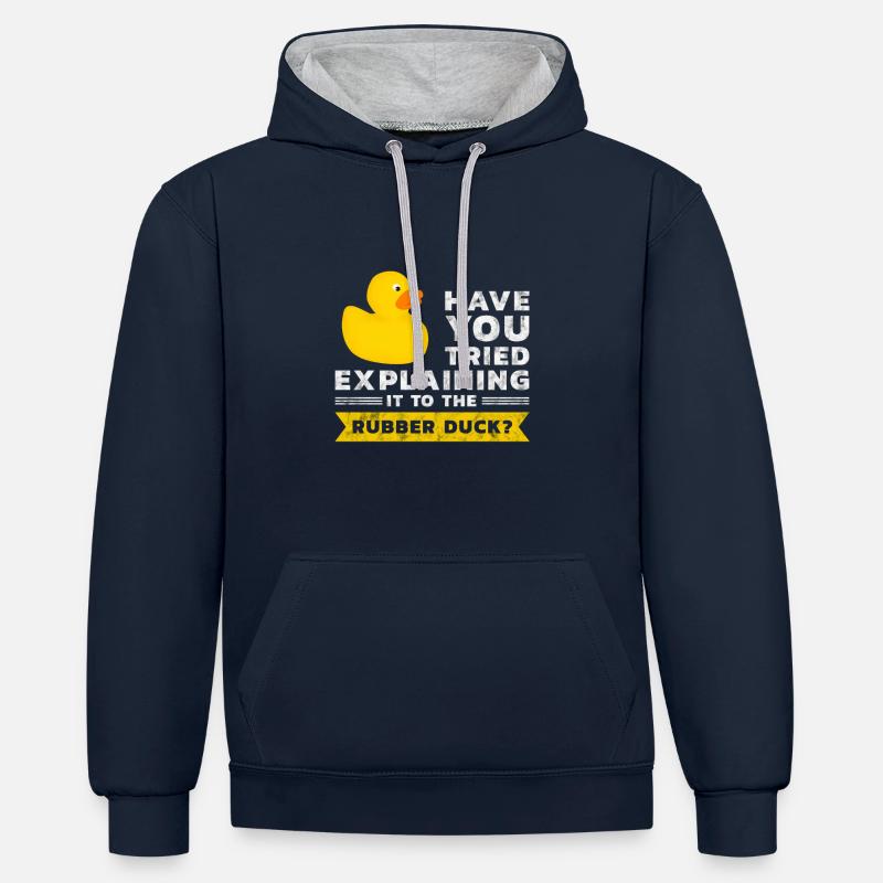 Programmierer Gummiente Debug - Kontrast-Hoodie - Navy/Grau meliert