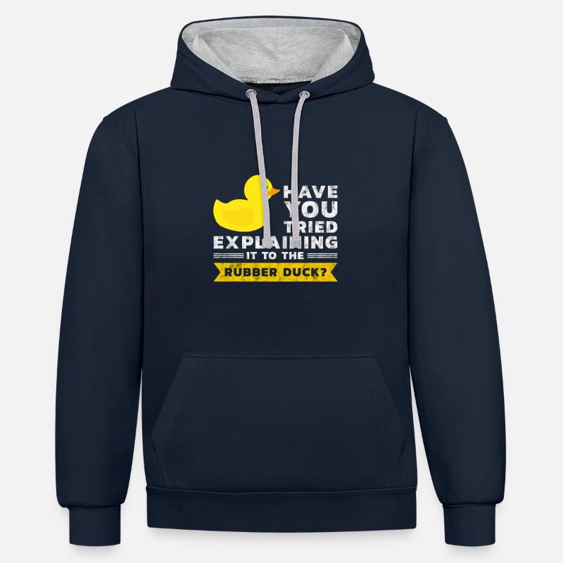 Programmer rubber duck debug - Contrast hoodie - navy/heather grey