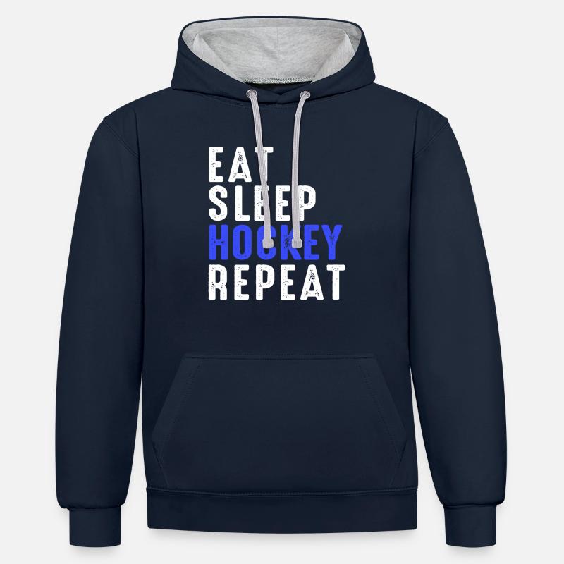 Mangez Sommeil Hockey Repeat - Sweat à capuche contrasté - bleu marine/gris chiné