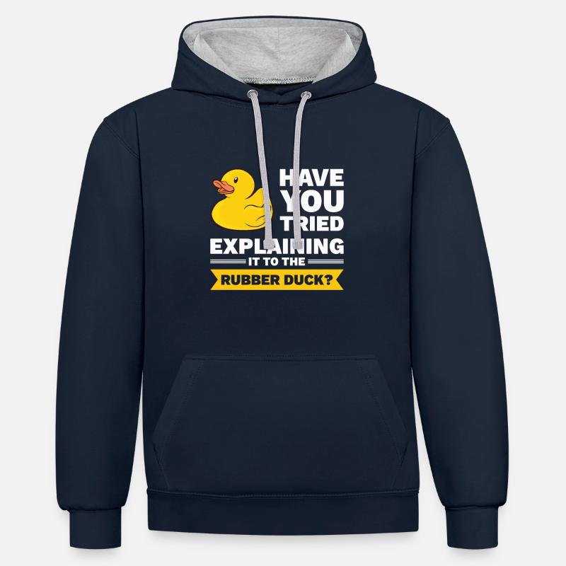 Programmierer Gummiente Debug - Kontrast-Hoodie - Navy/Grau meliert